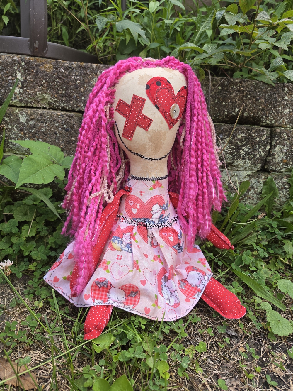 Dumpster Dollies Maribel OOAK Valentine Art Doll Handmade Folk Art Rag Doll